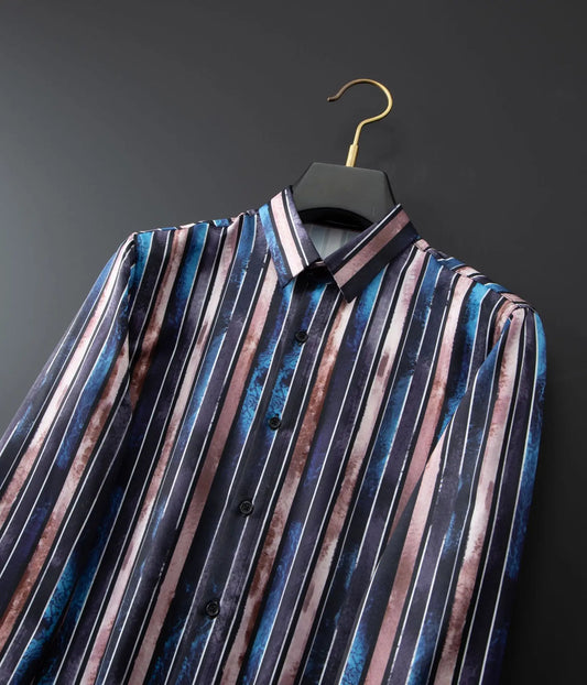Luxury Men's Striped Long Sleeve High-quality Smart Casual Shirt