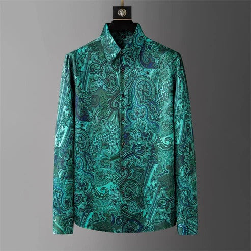 Men's Jacquard Silk Shirt With Luxury baroque print