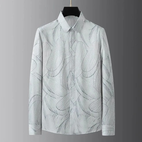 Men's Exquisite Jacquard Contrast Color Long Sleeve Shirt